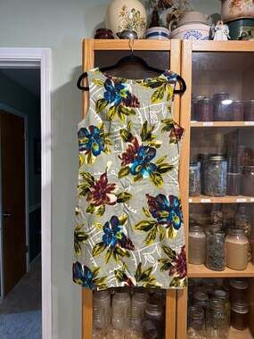 Vintage Granite 100% Cotton Floral Sleeveless Sheath Dress Made in USA